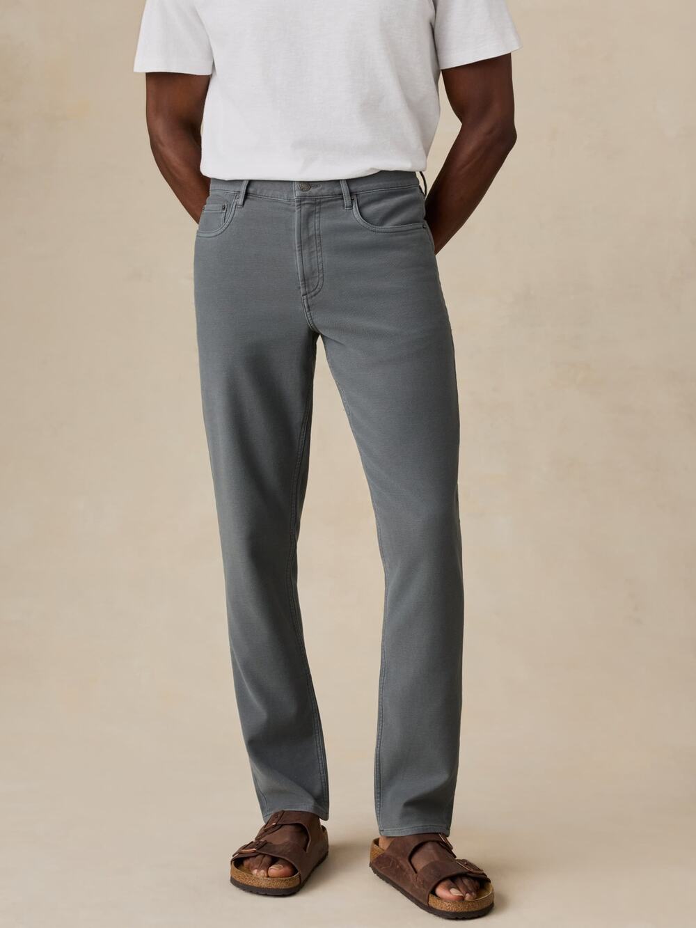 Faherty Jeans Size 34 Gray Cotton Stretch Denim Mid-Rise Straight Leg Zip Fly